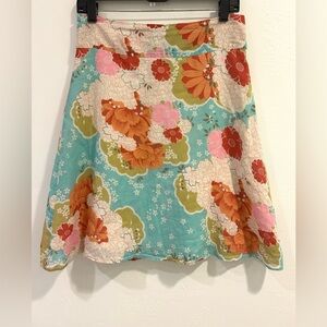 SELE Women’s Multicolored Classic Floral Flared Lined Skirt Size Small